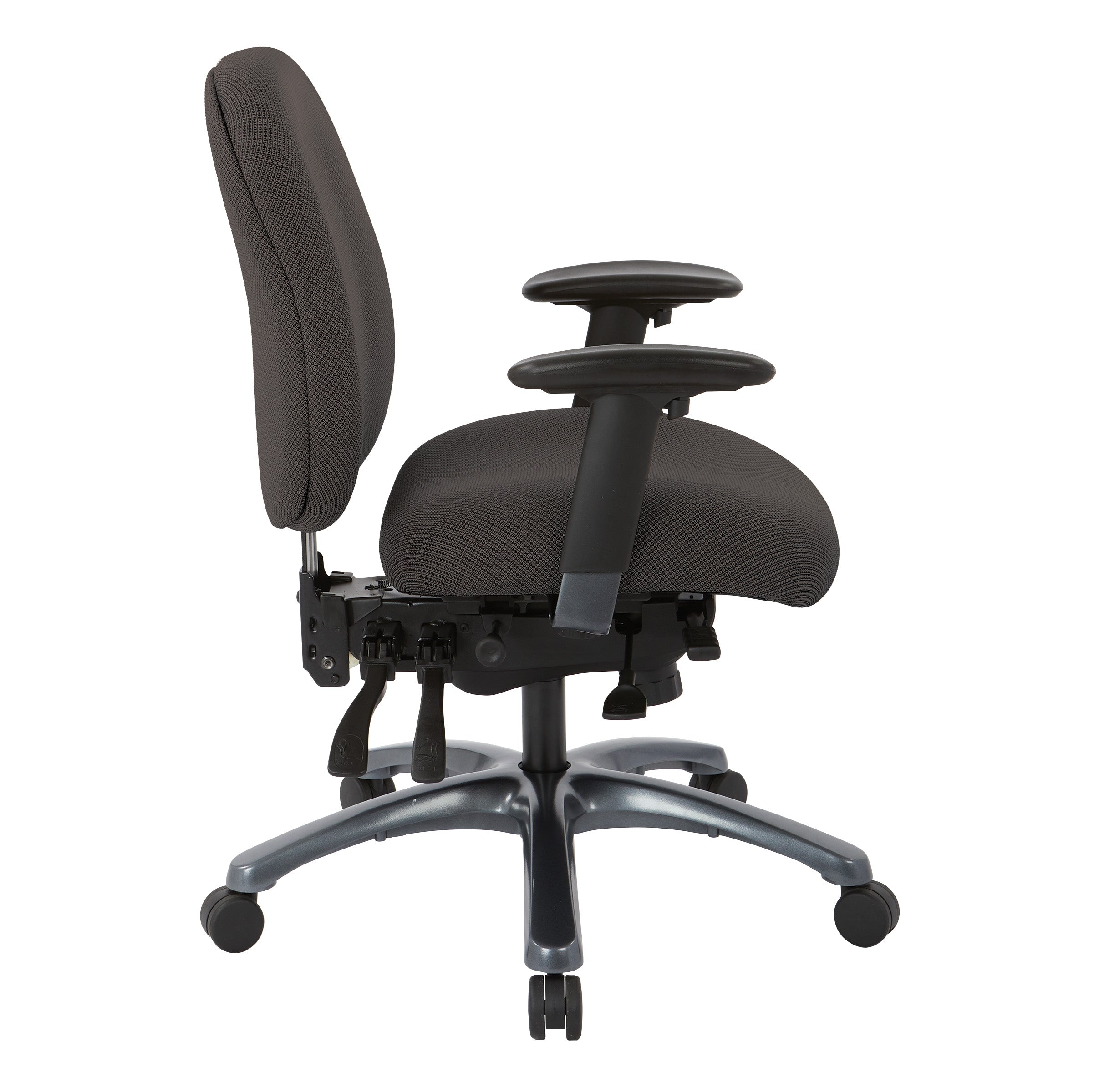Multi-Function Mid Back Chair with Seat Slider and Titanium Finish Base